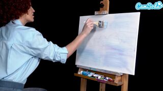 Ryan Keely bob ross cosplayban festés óráján megvadul a hatalmas kannás milf